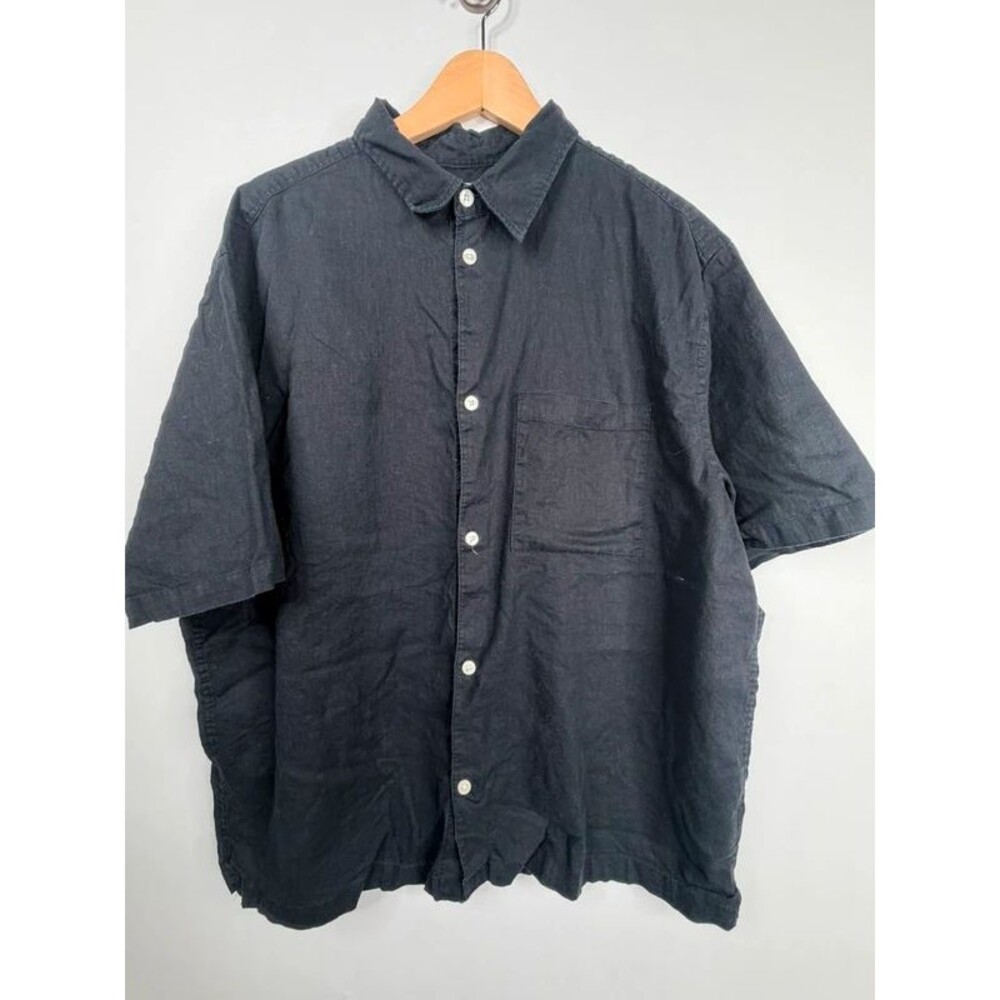 H&M Men’s Black Linen Button-Down Shirt – XL